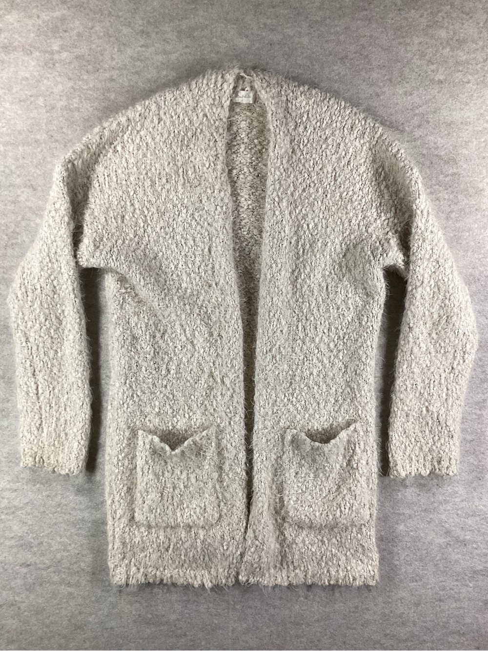Altar'd State Cream Bouclé Open-Front Cardigan